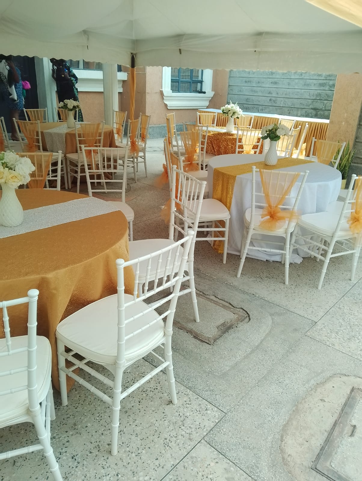 Golden-hour garden banquet setup in Nairobi